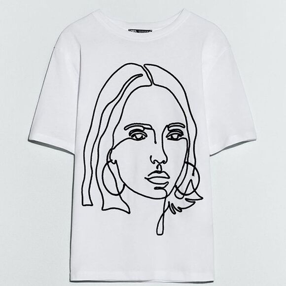 Zara Tops - Zara T-Shirt Top with Raised Embroidery New